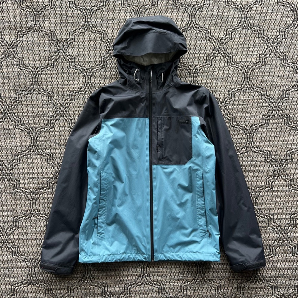 Mountain Hardwear Jacket Mens Small Blue Black Ripstop Hooded Gorpcore Hiking
